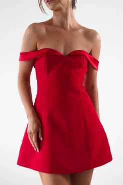 Petra Off the Shoulder Mini Dress | Red