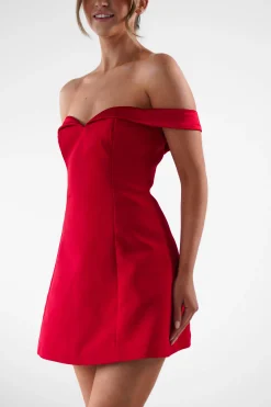 Petra Off the Shoulder Mini Dress | Red