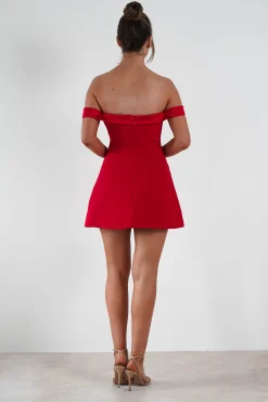 Petra Off the Shoulder Mini Dress | Red