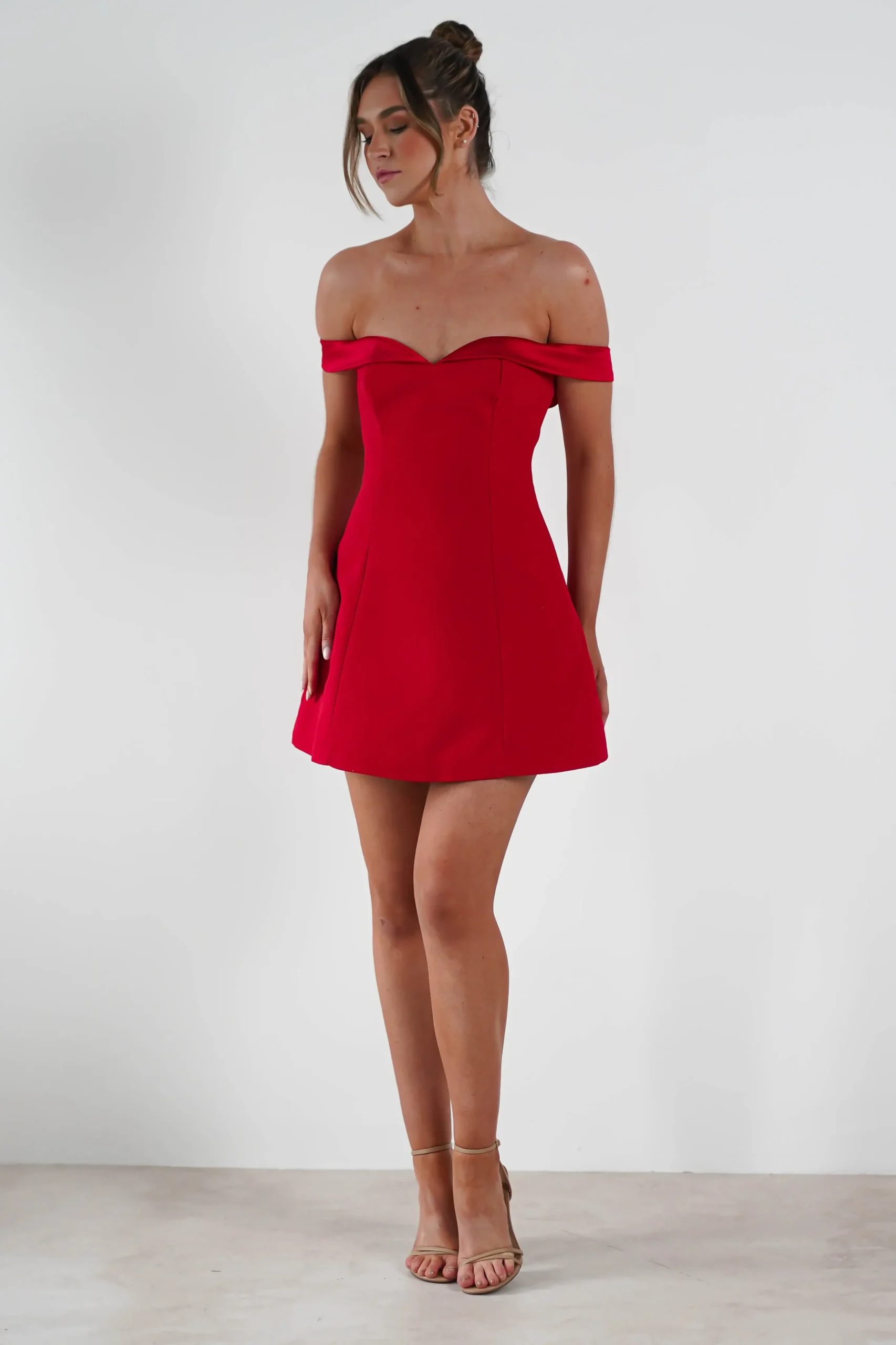 Petra Off the Shoulder Mini Dress | Red