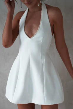 Peyton Pearl Detail Mini Dress | White