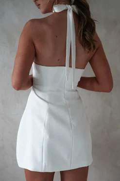 Peyton Pearl Detail Mini Dress | White