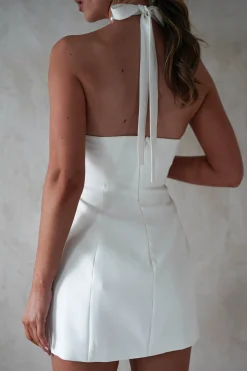 Peyton Pearl Detail Mini Dress | White