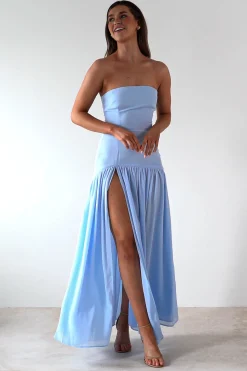 Polinna Strapless Chiffon Maxi Dress | Blue