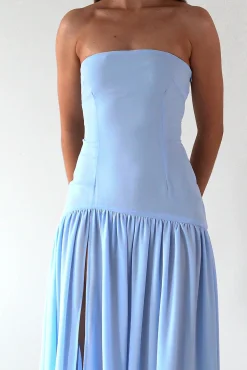 Polinna Strapless Chiffon Maxi Dress | Blue