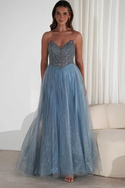 Priscilla Princess Glitter Gown | Dusty Blue