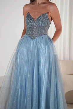 Priscilla Princess Glitter Gown | Dusty Blue