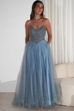 Priscilla Princess Glitter Gown | Dusty Blue