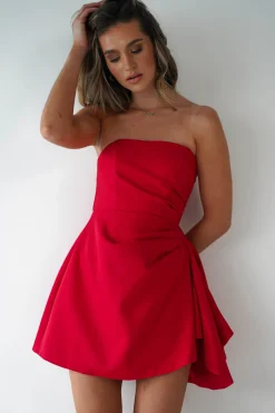 Quinta Strapless Mini Dress | Red