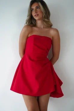 Quinta Strapless Mini Dress | Red