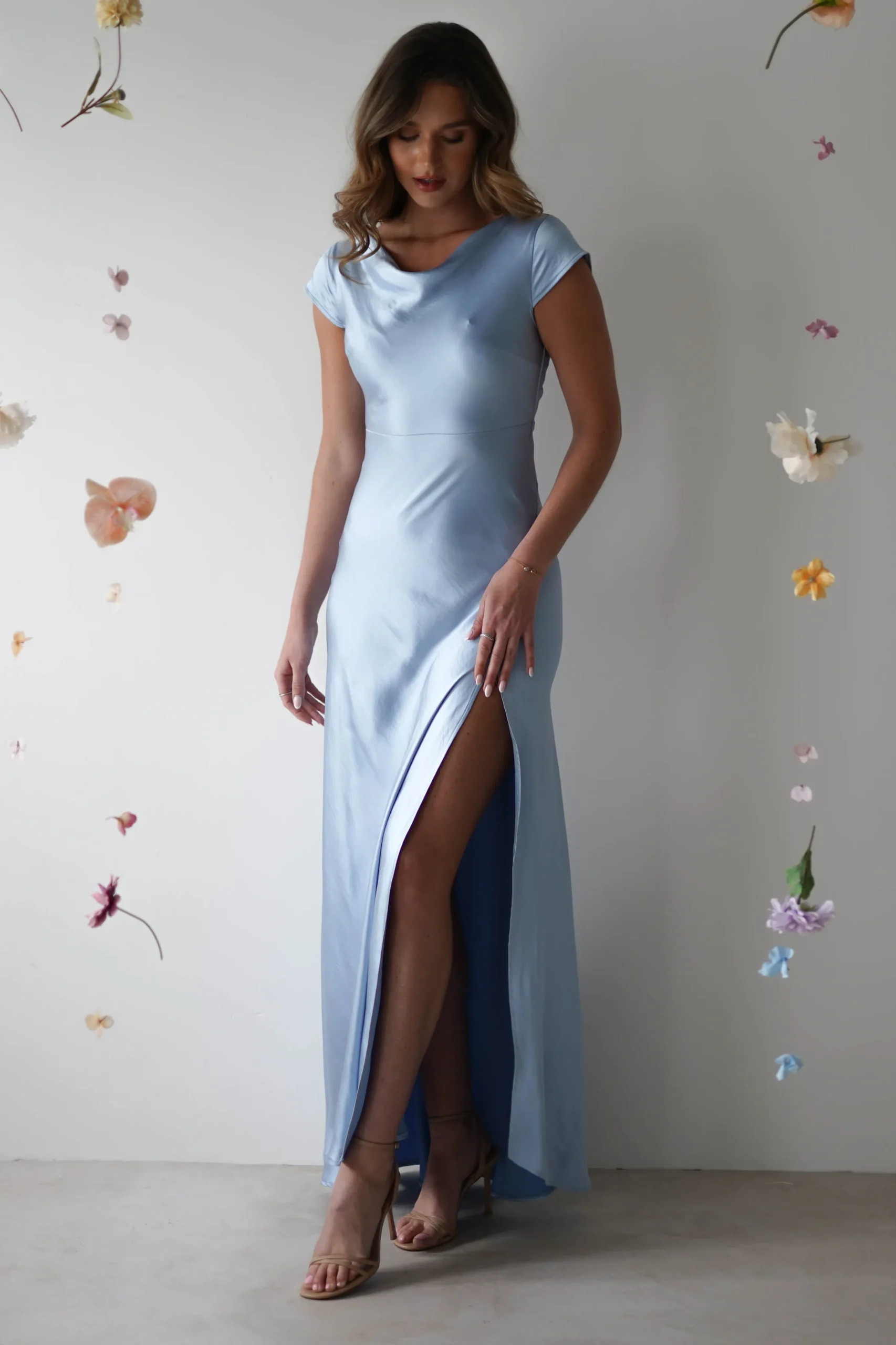 Ramona Soft Satin Maxi Dress | Blue