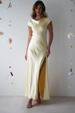 Ramona Soft Satin Maxi Dress | Yellow