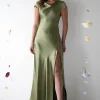 Ramona Soft Satin Maxi Dress | Olive