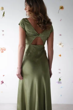 Ramona Soft Satin Maxi Dress | Olive
