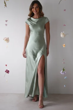 Ramona Soft Satin Maxi Dress | Sage