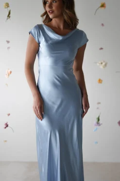 Ramona Soft Satin Maxi Dress | Blue