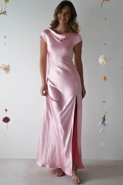 Ramona Soft Satin Maxi Dress | Pink