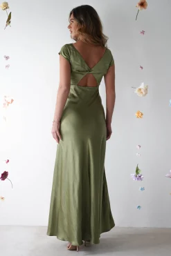 Ramona Soft Satin Maxi Dress | Olive