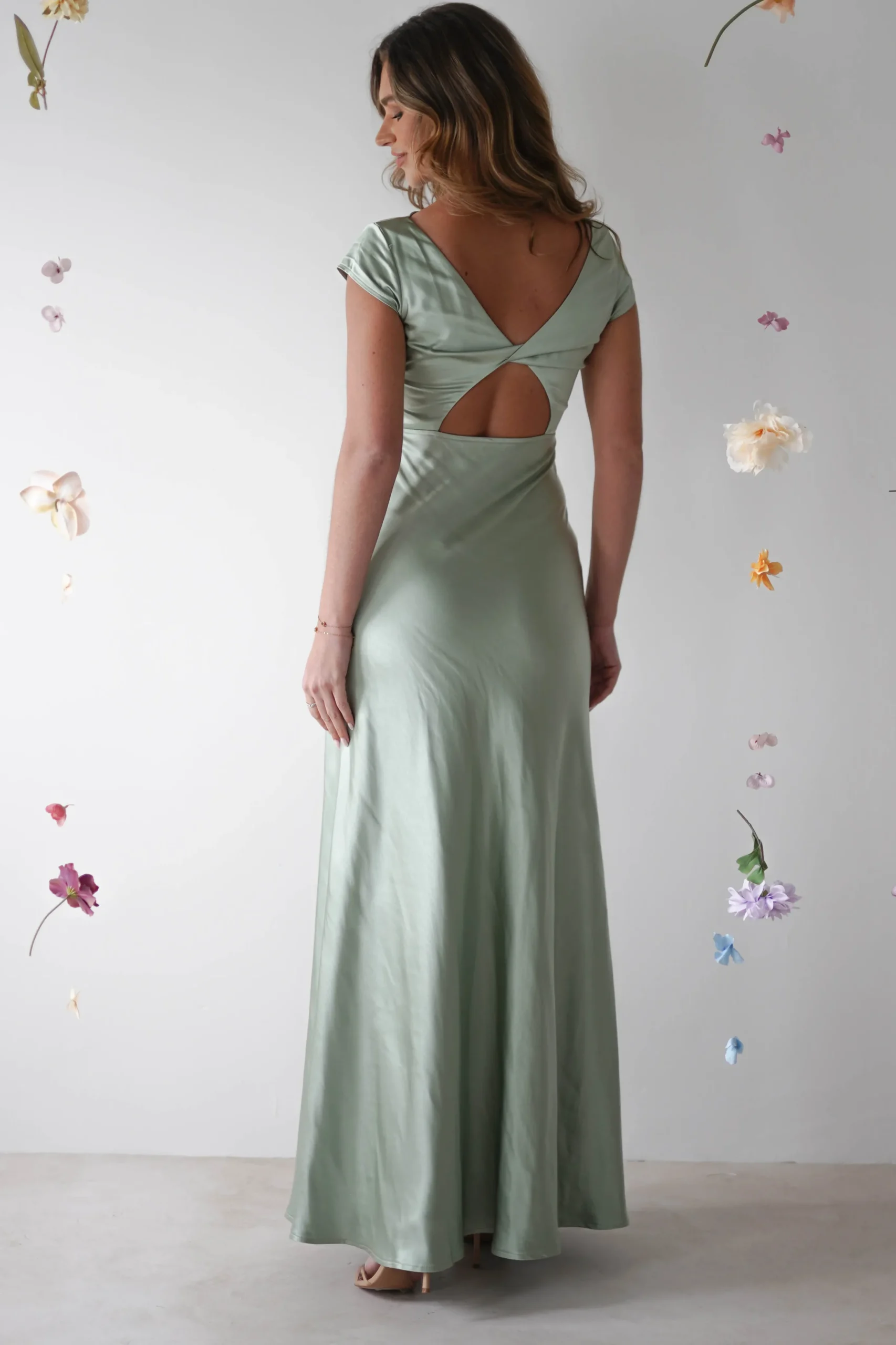 Ramona Soft Satin Maxi Dress | Sage