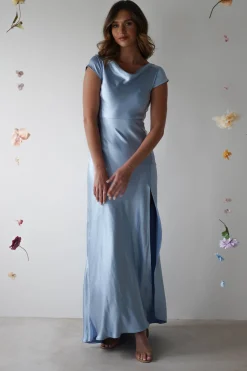 Ramona Soft Satin Maxi Dress | Blue