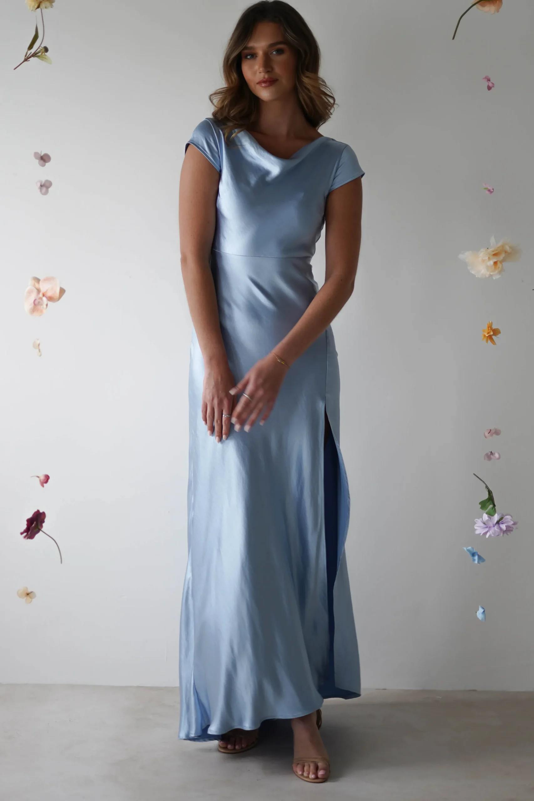 Ramona Soft Satin Maxi Dress | Blue