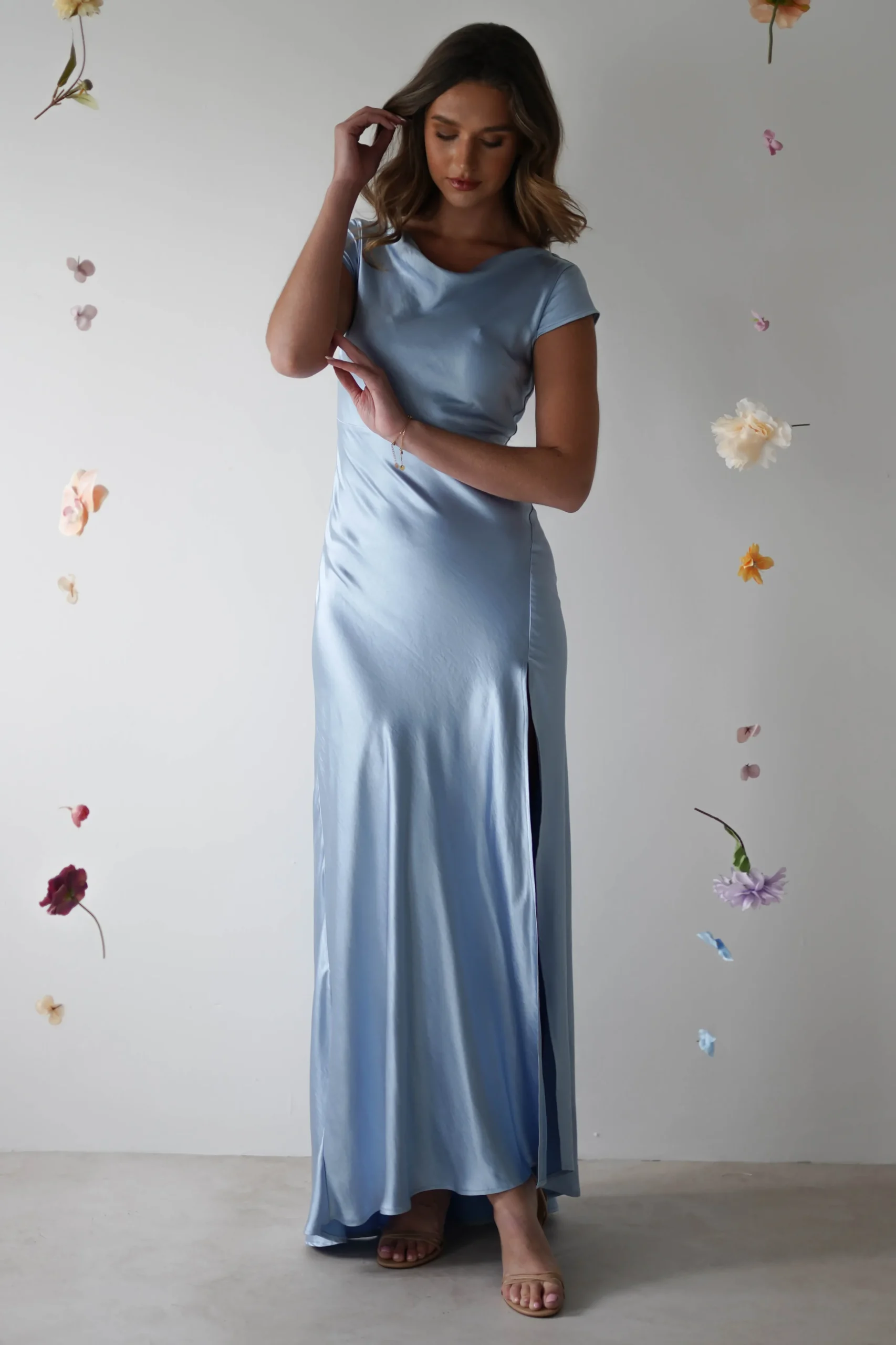 Ramona Soft Satin Maxi Dress | Blue
