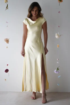 Ramona Soft Satin Maxi Dress | Yellow
