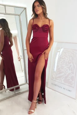 Ravella Soft Satin Maxi Dress | Burgundy