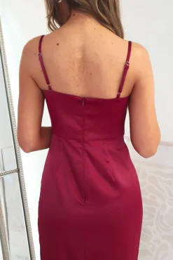 Ravella Soft Satin Maxi Dress | Burgundy