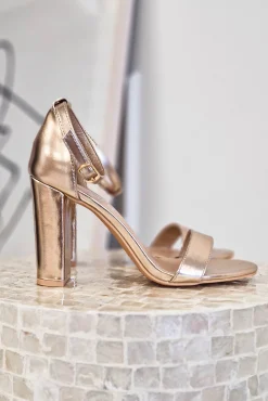 Regina Block Heel Sandals | Rose Gold