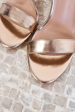 Regina Block Heel Sandals | Rose Gold