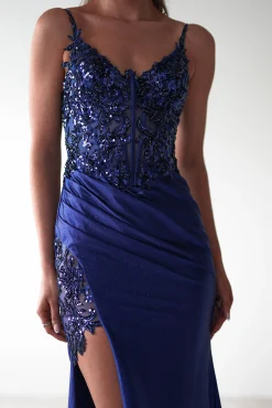 Regina Embellished Bodice Gown | Midnight Blue