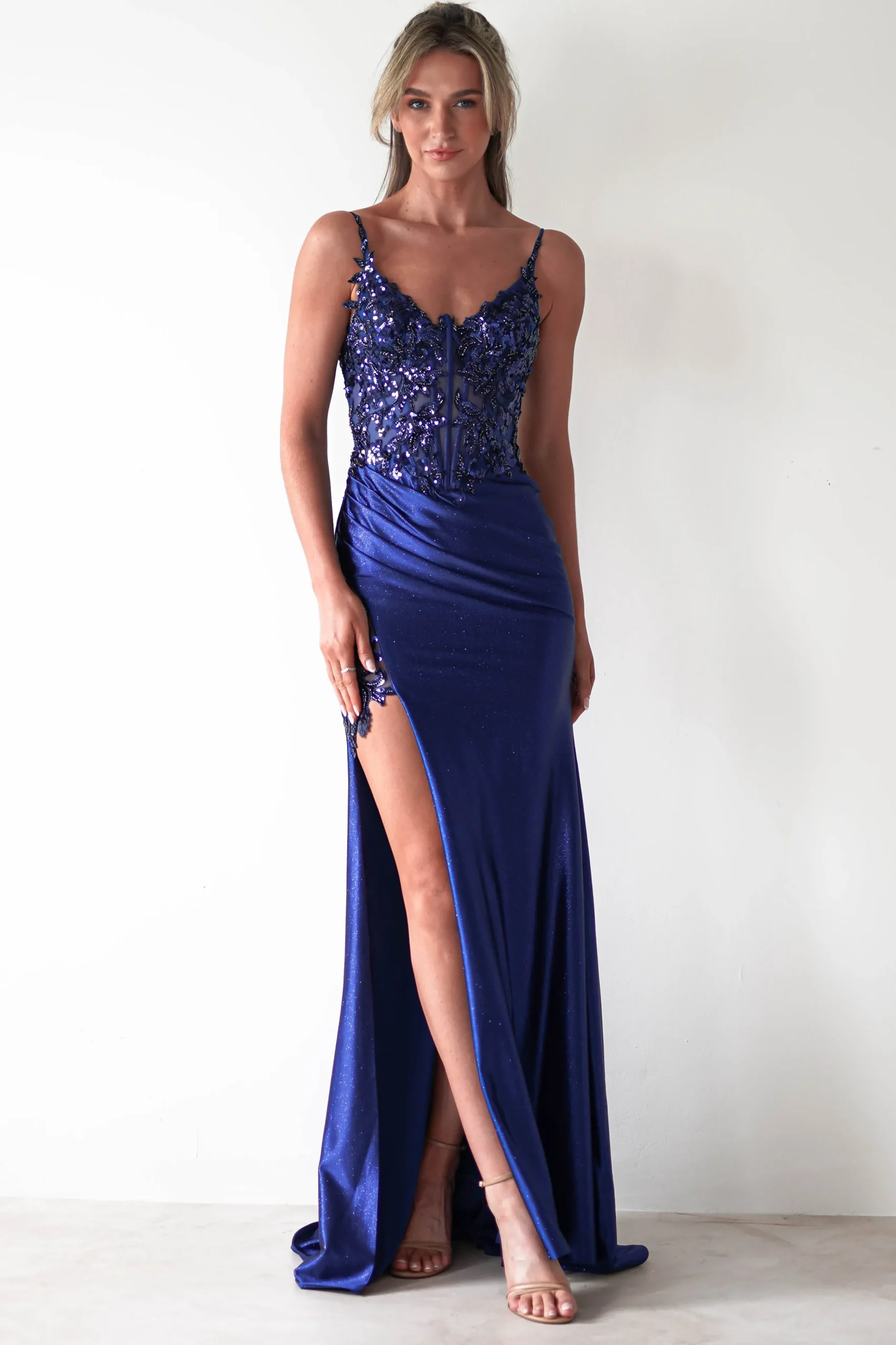 Regina Embellished Bodice Gown | Midnight Blue