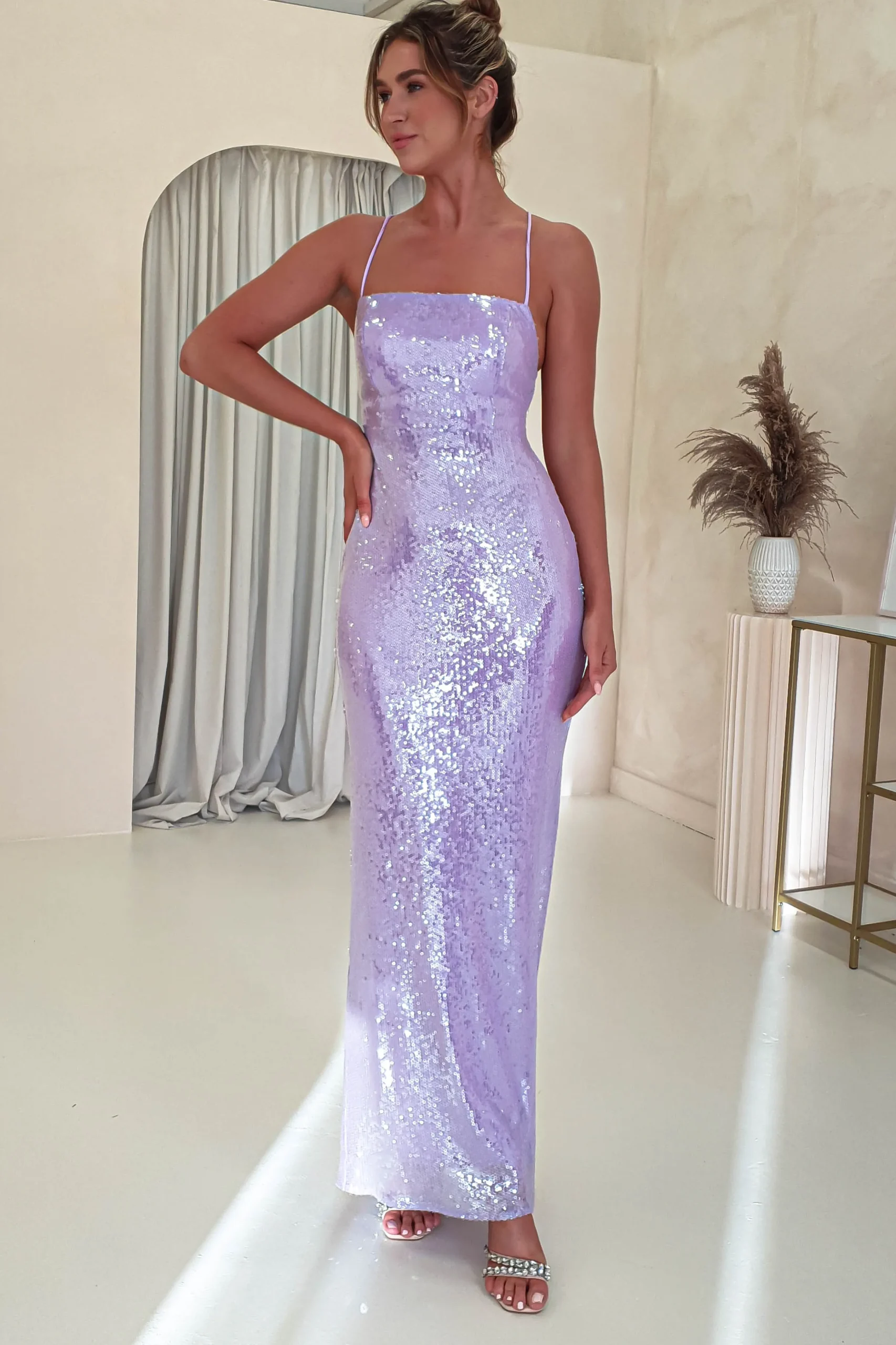 Renesmee Sequin Maxi Dress | Lilac