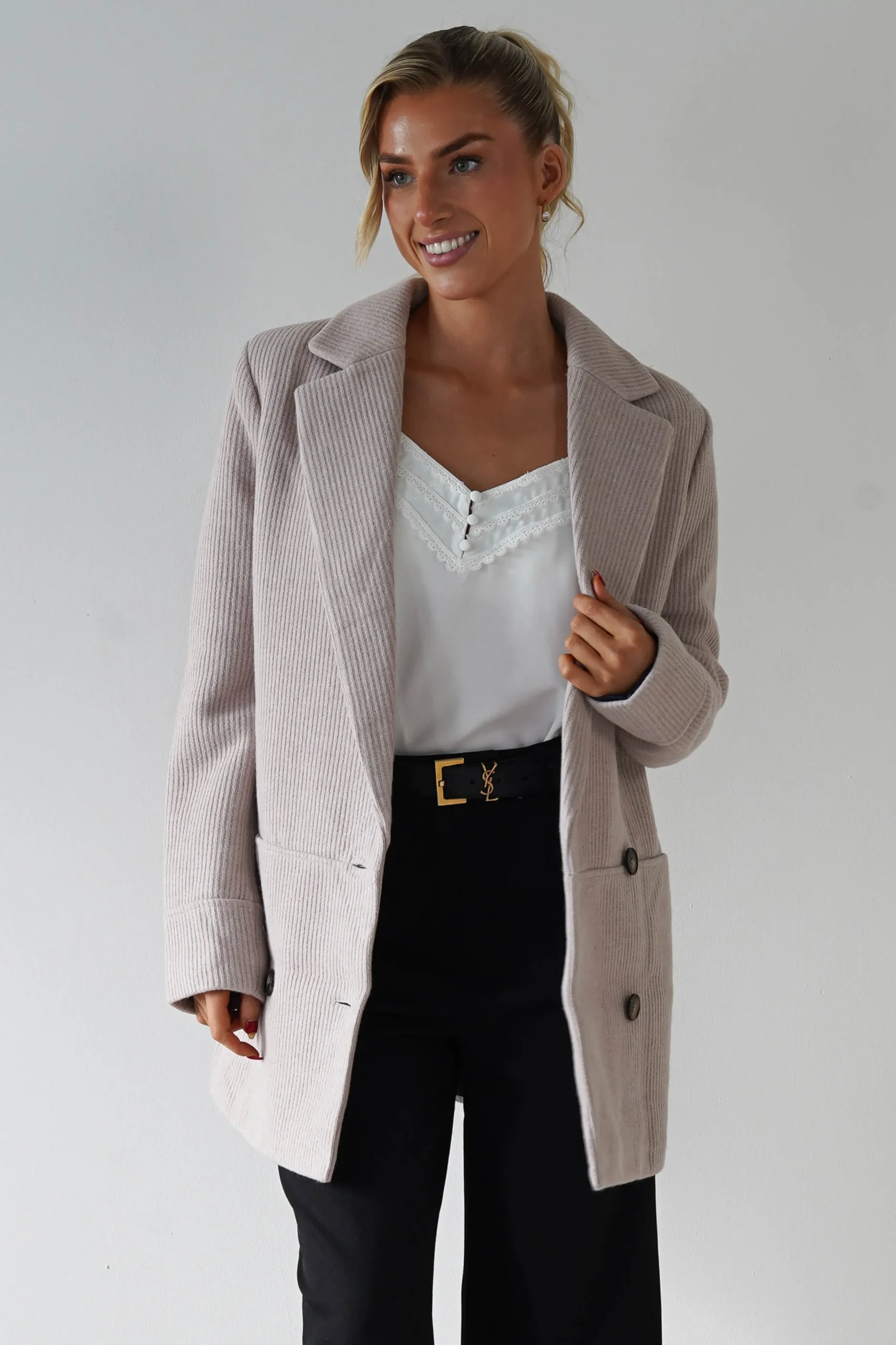 Reno Tailored Over Sized Coat | Taupe