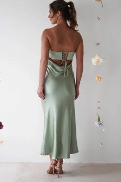 Rochelle Soft Satin Maxi Dress | Sage Green