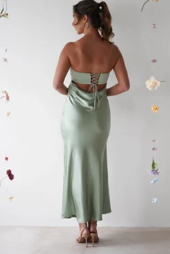 Rochelle Soft Satin Maxi Dress | Sage Green