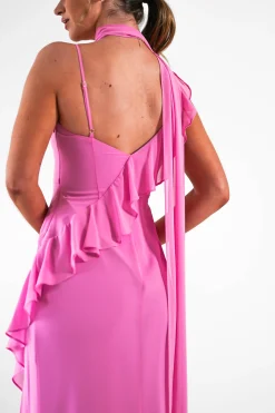 Rosella Ruffle Detail Maxi Dress | Fuchsia