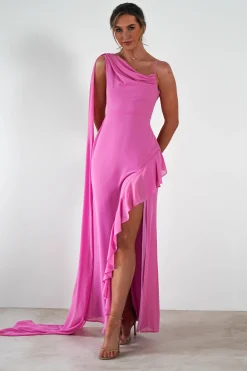 Rosella Ruffle Detail Maxi Dress | Fuchsia