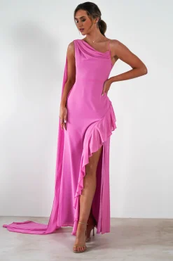 Rosella Ruffle Detail Maxi Dress | Fuchsia