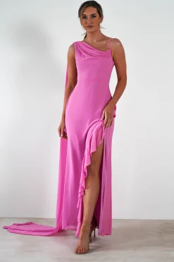 Rosella Ruffle Detail Maxi Dress | Fuchsia