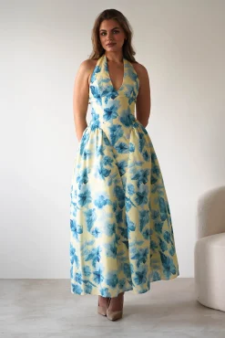 Sabine Floral Bodied Maxi Dress | Yellow/Blue