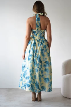 Sabine Floral Bodied Maxi Dress | Yellow/Blue