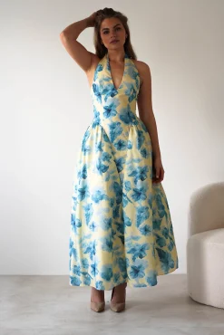 Sabine Floral Bodied Maxi Dress | Yellow/Blue