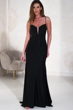 Sabrina Diamante Gown | Black