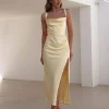 Salma Soft Matte Satin Midaxi Dress | Yellow