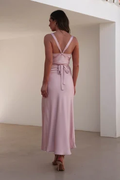 Salma Soft Matte Satin Midaxi Dress | Blush Pink