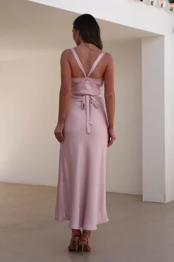 Salma Soft Matte Satin Midaxi Dress | Blush Pink
