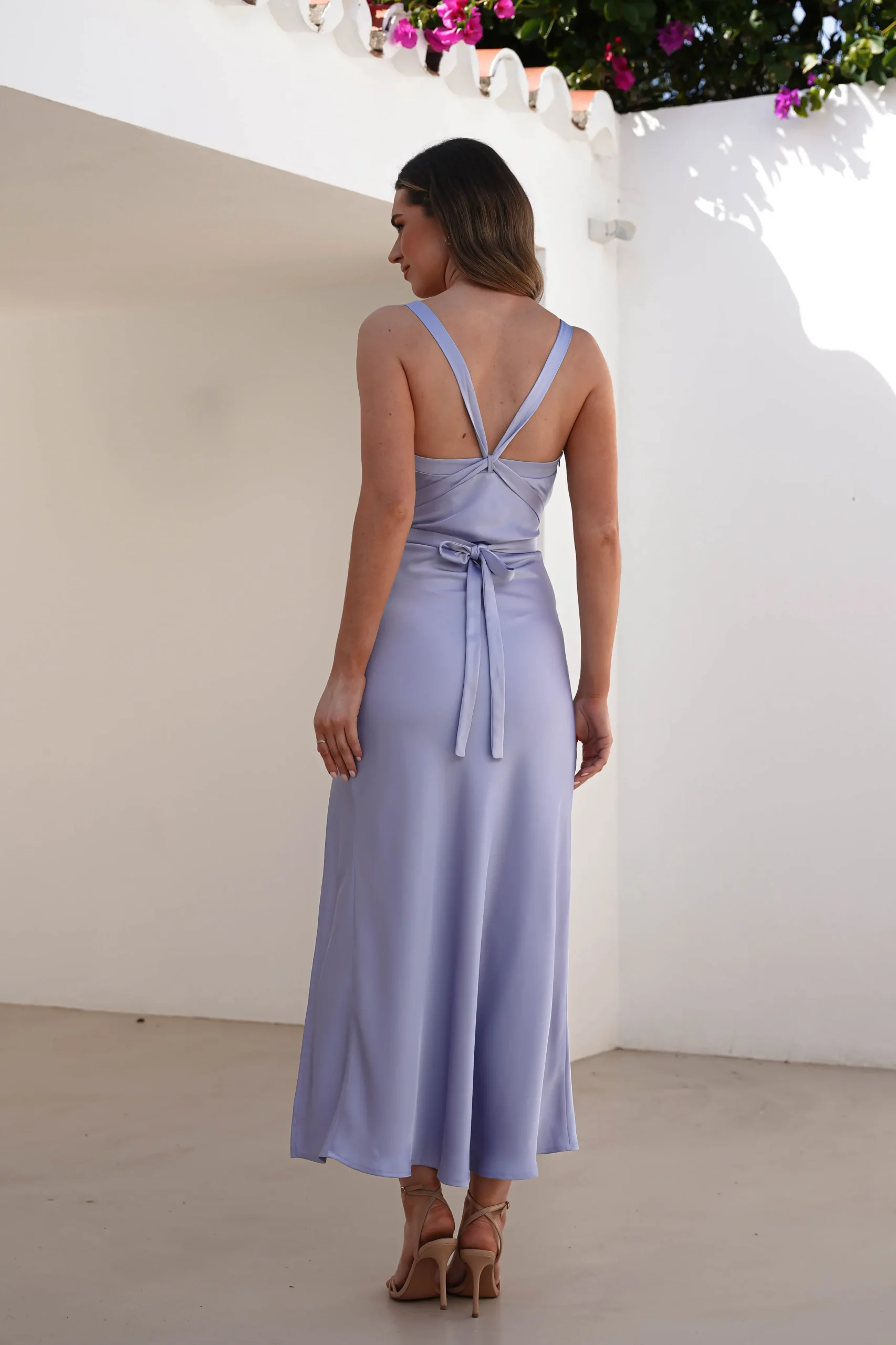 Salma Soft Matte Satin Midaxi Dress | Periwinkle Blue
