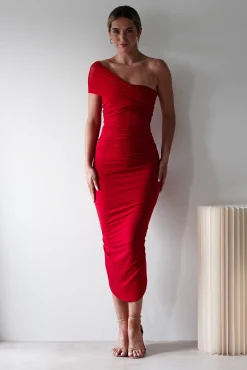 Sania Bodycon Midi Dress | Red